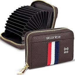 12 Slot RFID PU Leather Credit Debit Card Holder Wallet Money Zipper Coin Purse for Men & Women - (Brown,10.75 x 8 x 2.5 cm)-14