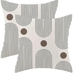 Boho Mid Century Pillow Covers 18x18 Inch Set of 2, Abstract Simple Brown Sun Arch Decorative Throw Pillowcase Boho Modern Outdoor Farmhouse Cushion Cover for Sofa Couch Bed Living Room Decor-image-64