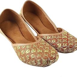 Red Gold Work Ethnic Punjabi Juttis for Women and Girls-image-95