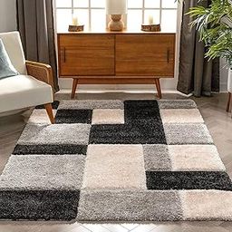 Rugs Planet Super Ultra Soft Shaggy Handcrafted Anti-Skid Silk Touch Carpet (Color - Black-Silver-Ivory, Size - 5 X 8 FEET)-image-14