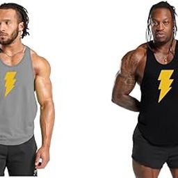 Gym Vest Workout Tank Top Set, 2 Pack, Men's Fitness Muscle Shirts Multicolour S M L XL XXL XXXL blackredgrey001t001-image-79