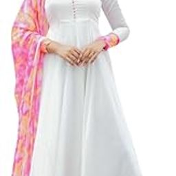 Women's Heavy Pure Soft Georgette Anarkali Round Neck Long Sleeve Gowns with Dupatta Digital Printed Work Heavy Matching Dupatta Set-picture-12