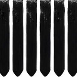 saiya (26 inch) hair extension highlight for women and girls soft silky (set of 6 pcs) (black) easy to wear washable real look-image-25