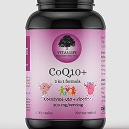 VITAL LIFE CoQ10 Supplement - Coenzyme Q10 300 mg with Piperine 10 mg - Vegetarian Antioxidant capsules for Reproductive and Brain Health - Fertility Supplements for Men & Women - 60 Count-image-49
