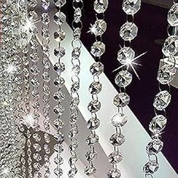 RHK Rk Height Adjustable 5 M Transparent 14 Mm Octagonal Strings Bead Glass Crystal Hanging Curtain (Transparent)-image-3