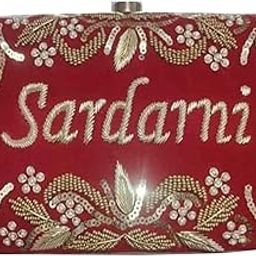 Womens Personalized/Customized Hand Embroidery Clutch 8 * 4 With Customization Your Name Double Side Work , Maroon-17