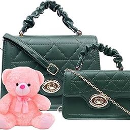 Rakhi Rakshabandhan Gift for Sister Combo Pack of two with cute plush teddy | Birthday Gifts for Women | Handbags Gift combo for wife, girlfriend, female friends.-image-1