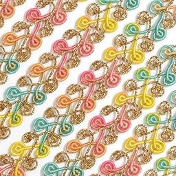 UNIQUE BRIDAL ACCESSORIES Multicolor Embroidery Trim Laces for Saree Border, Kurta, Dupatta, Blouse, Gown, Lehenga Designed to Elevate The Beauty of Any Outfit (10 Meters, 1.4 CM Wide)-image-1