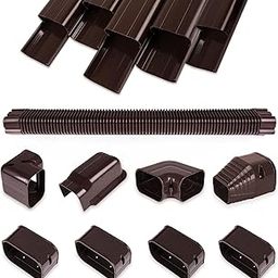 MOOITEK 3" 10Ft PVC Line Set Cover Kit for Ductless Mini Split Air Conditioners, Decorative PVC Slim Line Cover for Central AC & Heat Pumps Systems Tubing Cover Brown-10