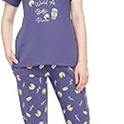 Night Suit for Women's Cookies & Cup Printed Cotton Night Dress of Top and Pajama Set 5772-picture-31