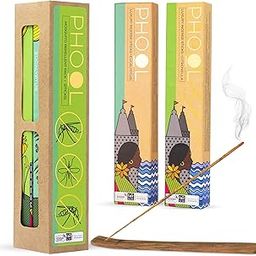 Phool Pack of 2 Natural Incense Sticks, Mosquito Repellent Pack(80 Organic Agarbatti Sticks|2 Fragrances- Citronella & Eucalyptus),Free Wooden Stand |Handrolled |Sulphur & Charcoal Free |100% Organic.-29
