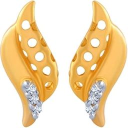 14k (585) Yellow Gold and American Diamond Stud Earrings for Women - 0.96 Grams-image-90