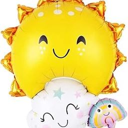 AMFIN® (Pack of 1) Sun Smiley Face Foil Balloons/Sunshine Birthday Party Balloons/Rainbow Foil Balloon for Party Decoration/Cloud Foil Balloon for Birthday - Yellow-image-15