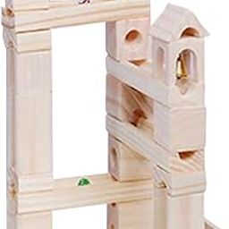 Enakshi (LABEL) Creations Wooden Marble Run Building Blocks Set for Boys Girls Birthday Gift Kids 50pcs-17