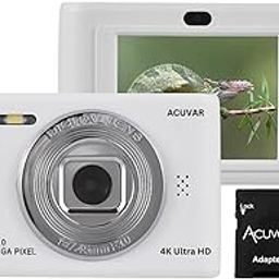 Acuvar - 50MP 4K Digital Camera, Auto Focus for Kids, Selfie Camera with Front and Back Dual Lenses, 64GB Card, 8X Digital Zoom, Compact Travel Video Camera, Gift-image-72