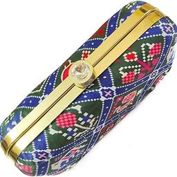 Handmade Printed Patola Box Clutch Bag with Sling Chain|Clutch For Women|Traditiona Clutch Bag For Womenl-image-5