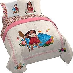 Jay Franco Disney Moana Queen Comforter Set - 7 Piece Bedding Includes Sheet Set & Pillow Covers - Super Soft Floral Kids Bedding-image-8