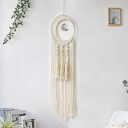 Wagon Brand| Handmade Macrame Moon Dream Catcher | WBDC 02 | Boho Wall Hanging Decor, Best Gift for Girls, Friends, Marriege, Home, Bedroom, Living Room Decoration, 32" H x 10" W, Pack of 1-image-27