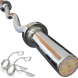 Gyming World® 4 Feet Zigzag Olympic rod for 50 mm (2") Olympic Plates with 2 Olympic plate holding locks-29