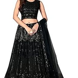 Women's Party Semi-Stitched Sequence Work Net Lehenga Choli with Dupatta-14