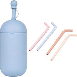 tudd Silicone Buddy Bottle for Baby 6 to 12 Months with Straw | Blue with Sipper Straw Set | Reusable Silicone Bendy Straws for Kids with Brush | Safe & Easy Clean-image-46