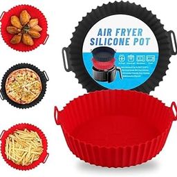 Air Fryer Silicone Liner Tray, 20.3 cm Round with Handles, 2-Pack, Multicolour Dishwasher Safe, Multicolor, for Air Fryer, Oven, Microwave, and Steamer-image-28
