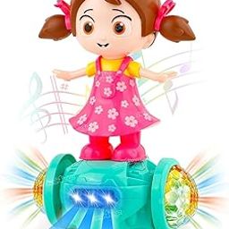 Zest 4 Toyz Musical Dancing Girl Doll Activity Play Center Toy 360 Degree Rotating with Flashing Lights and Bump n Go Action Toys for Kids (Pack of 1) Pink-29