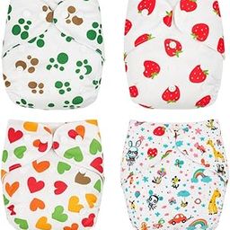 Zingle Leakage-Proof Advanced Cloth Diapers for Babies, High Absorbent Cotton 4 Reusable Diaper and 4 Insert Pad, Washable Cloth Diaper, 0-3 Years, (5-18kg), Freesize, Reduces Rash-image-74