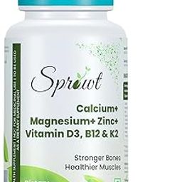 Sprowt Calcium Magnesium Zinc Vitamin D3, B12 & K | 120 Vegetarian Tablets I Multi Supplement for Women and Men, For Bone Health & Joint Support-image-58