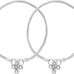 925 Sterling Silver Anklets for Women (Pair) | Pure silver payal (chain style-2)-image-14