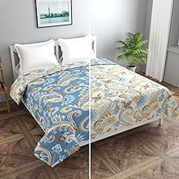 MORADO Super Soft Glace Cotton 200 TC Double Bed King Size Reversible Quilt Cover/Duvet Cover/Rajai Cover/Blanket Cover with Zipper (90 X 100 Inches, Blue)-image-66