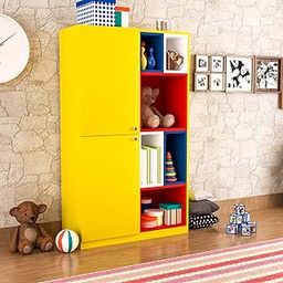 Viz Craft Engineered Wood Wardrobe Closet for Bedroom/Kids Room || Engineered Wood Wardrobe with Multiple Storage Space || Free Standing || (Finish Color - Yellow - DIY)-16