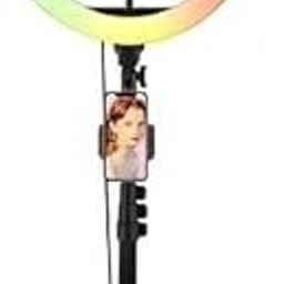 EQUIPAGECART® Ring LED Light RGB with Tripod Stand & Phone Holder for Live Streaming & YouTube Video, Dimmable Desk Makeup Ring Light Ring Flash - 12 inch (White, Black)-picture-17