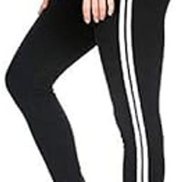 Girls/Women/Ladies Stylish/Hot Shimmer Black with white & red blue stripe track pant/jogger/Tights for gym/work out/casual & party-image-45