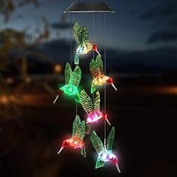 MACVL5 Wind Chimes Color-Changing LED Hummingbird | Solar-Powered Garden Lights for Outdoor Decor | Hanging Chimes with LED Lights | Waterproof & Auto Light Sensor | Decoration (Green) (Green)-image-118