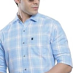 Men's Cotton Regular Fit Checkered Full Sleeves Cutaway Collar Casual Shirt-image-47