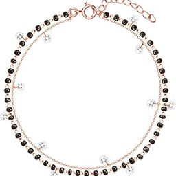 925 Silver Rose Gold Dazzling Zircons Layered Mangalsutra Bracelet, Adjustable | Gifts for Women and Girls | With Certificate of Authenticity and 925 Stamp | 6 Months Warranty-image-55