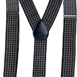 calixto Men’s Adjustable Suspenders – Black with Diamond Pattern, Y-Back Design, Heavy-Duty Clips, Elastic Strap Suspenders for Formal, Casual & Workwear-picture-16