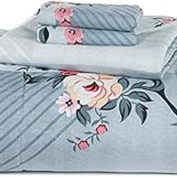 SILKDREAMS King Size 4 Pcs Bedding Set for Bedroom Double Bed Comforter with Bedsheet, 2 Pillow Covers 100% Cotton All Weather 4Pcs Ultra Soft Bed AC Comforter Set, 90 x 100 Inches, Sky Blue-image-6