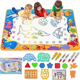Kidology 2-in-1 Doodle Water Drawing Mat for Kids 3+ Years – No-Mess Reusable Magic Coloring & Educational Painting Toy for Toddlers – Large Aqua Mat for Indoor & Outdoor Creative Play-11