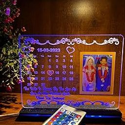 BnC Gifts Acrylic Personalized Led Photo Frame - Anniversary Calendar Frame | Best & Unique Gift For Anniversary Gift, Wedding & Home Décor, Wall Mount With Multicolor Light & Remote-image-64