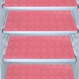 E-Retailer® Waterproof PVC Refrigerator Drawer Mats/Multipurpose Mats/Fridge Mats Set of 4 Pcs (Color-Printed Pink, Size-17.5X11.5 Inches)-3