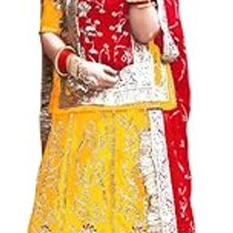 Fancy Heavy Embroidery Work Shimmer Silk Semi-stitched Rajputi Poshak For Women Rajasthani Lehenga Choli With Dupatta-14