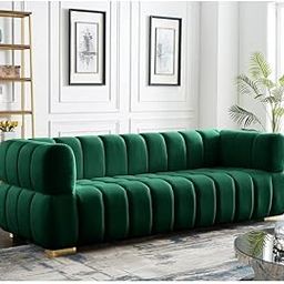 Jaspreet FURNITUURE House Velvet Tuxedo Arm Sofa 3 Seater Sofa Three Seater Sofa for Living Room Guest Room Hotels (Green) 3-Person Sofa-image-27