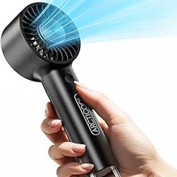 Ice-Cool Portable Mini Fan with Semiconductor Cooling Tech - 7500RPM Rechargeable Handheld Fan with Buckle, 2000mAh Battery, Pocket-Sized Cooling for Makeup, Travel, and Outdoor Use (Black)-picture-12