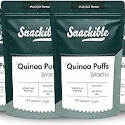 Snackible Sriracha Quinoa Puffs (Pack of 4) - 35g | No Palm Oil | Healthy Snack | Superfood Snack | Roasted | Made with Supergrains | No MSG | Savoury Snack | Made with Quinoa, Jowar & Oats-image-35