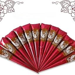 CareOne Gallery Instant Henna Paste Mehendi Cone | Vegan & Halal Nail Polish Cone For Women | Without Chemicals | Long Lasting | Ready To Use Dark Cherry Red Colour Stain | Pack of 12 Pieces 120 Gms|-image-48