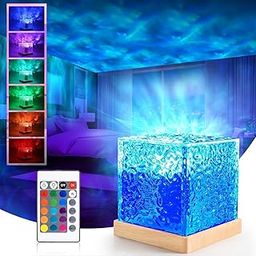 One94Store acrylic Romantic Ocean Wave Night Light Projector Lamp, 3D Water Wave Effect, LED Projection Lamp for Bedroom Decor, Remote Control (Cube Shape)-12