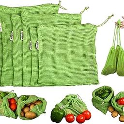 GLAVISH 100% Cotton Set Of 6, Reusable Drawstring Fridge Storage Bags For Vegetables And Fruit, Multi-Purpose Eco-Friendly Cotton Mesh Net Bag For Freezer Organiser (2X Small, 2X Medium, 2X Large)-image-36