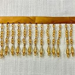 Dark Gold Lucite Crystal Beaded Fringe Trim 2.75" Width CBF-20/11 Dark Gold Upholstery/Interior Design/Home Furnishing/Embellishment-image-70